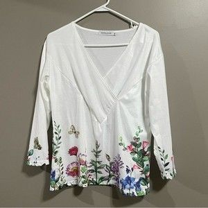 Misslook white floral v neck top